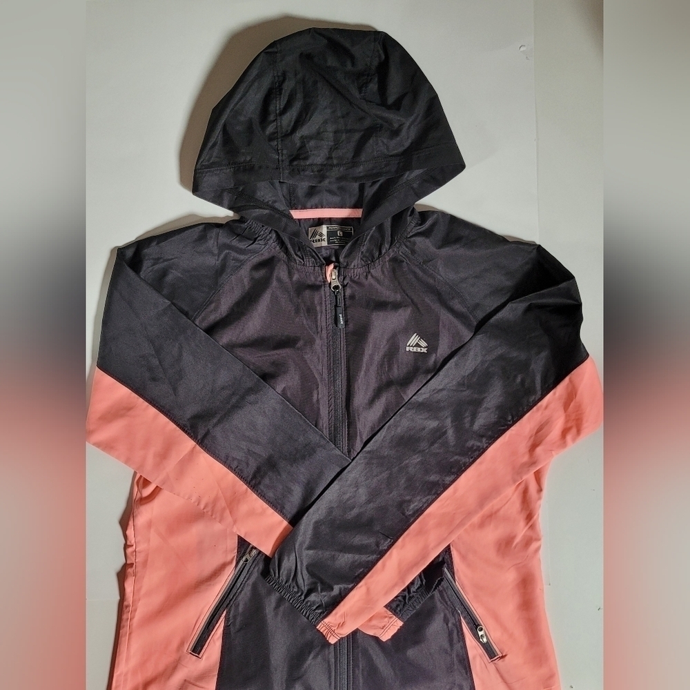 RBX Active Women's Hooded Windbreaker Jacket Black Coral Size L